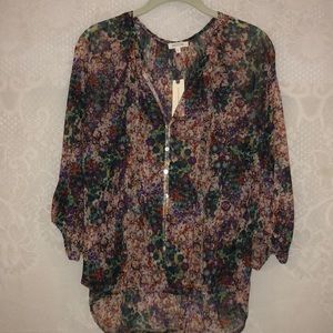 NWT Anthropologie Weston floral boho sheer top